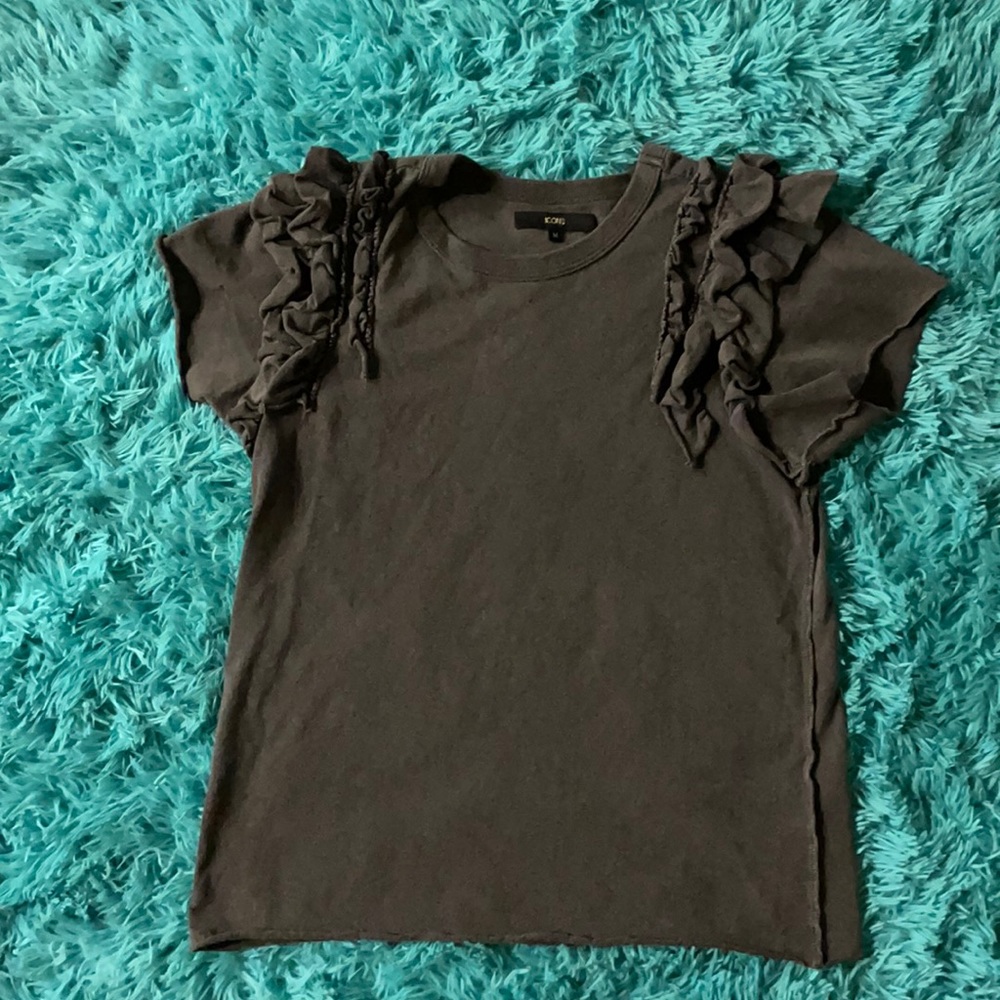 Icons ruffle t-shirt. Size M. Grey/black